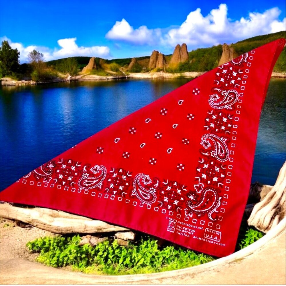 Vintage Paris Accessories Red Colorfast Bandana RN 13960 Made In U.S.A.